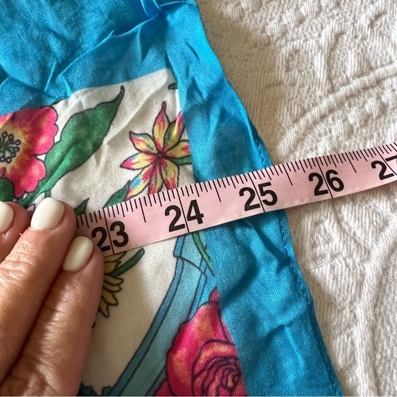 TALBOTS blue floral scarf NEW spring summer scarf oblong pastel‎ blue pink modal - Picture 6 of 7